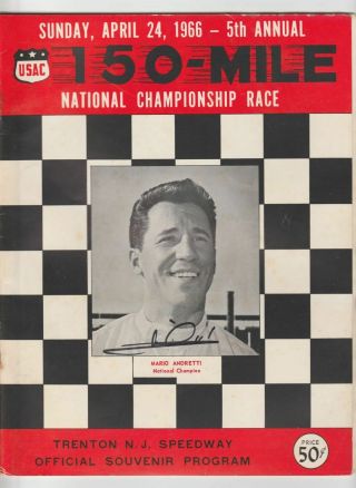 1966 Mario Andretti Signed Trenton Indy Car Event Program