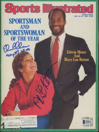 Edwin Moses & Mary Lou Retton Signed 1984 Sports Illustrated Bas Cert Autograph