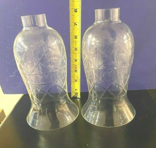 Vintage Hurricane Shades - Clear Glass For Candlesticks,  Lamps 8 "