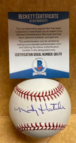 Mickey Hatcher Los Angeles Dodgers Signed Auto M.  L.  Baseball Beckett Q61179