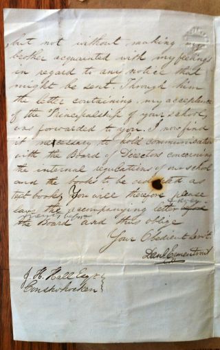 1855 Hand - Written Letter By Respected Resident Of Reading,  Pennsylvania 2