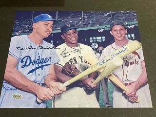 Duke Snider Willie Mays Stan Musial Autographed 8x10 With