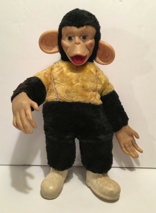 Vintage 19 " Mr.  Bim Zippy Zip The Chimp Stuffed Plush Monkey Rubber Face - 1950 