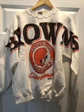 Men’s Vintage 90s Nfl Cleveland Browns Sweatshirt.  L Cliff Engle.