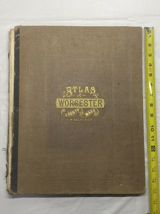 Rare 1870 Atlas Of Worcester County Mass Fw Beers & Co