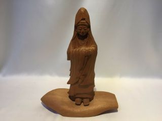 Japanese Vintage Wood Carving Statue Hand Carving Signature