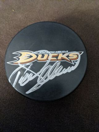 Teemu Selanne Autograph Signed Game Puck Anaheim Ducks W/box
