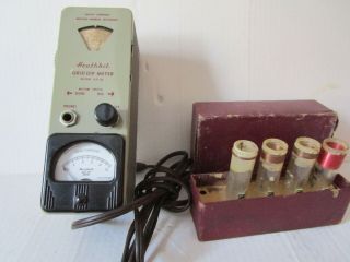 Vintage Heathkit Grid Dip Meter Model Gd - 1b With 4 Coils Light Gray