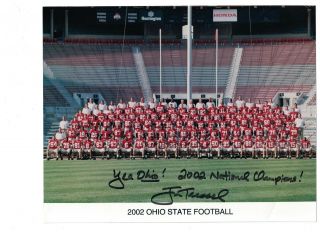 Jim Tressel Autographed 8x10 Photo Ohio State Buckeyes 2002 National Champions