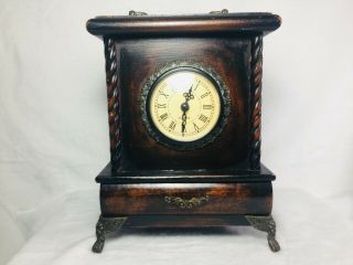 Vintage Wood Mantel Clock,  Size 9.  5 X 7 X 3.  5 Carriage Mantel Clock - Work