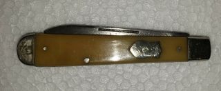 Vintage John Primble 5746 Smooth 2 Blade Yellow Handle Pocket Knife