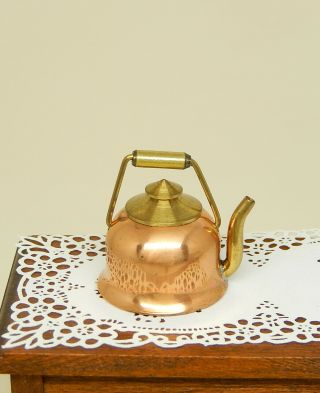 Vintage Early J Getzan Copper Teapot Artisan Dollhouse Miniature 1:12