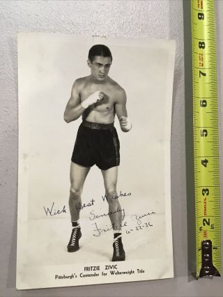1936 Boxer Fritzie Zivic Pittsburgh Boxing Contender Signed Promo Psa - Dna Photo