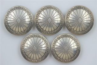 Navajo Southwestern Vintage Sterling Silver Set Of 5 Great Design Button Covers