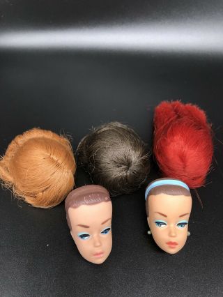 2 Vintage Mattel Barbie Fashion Queen Heads With 3 Wigs