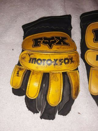Vintage Moto X Fox Racing Pawtectors Dirtbike Motocross/Bmx Gloves MX Yellow 2