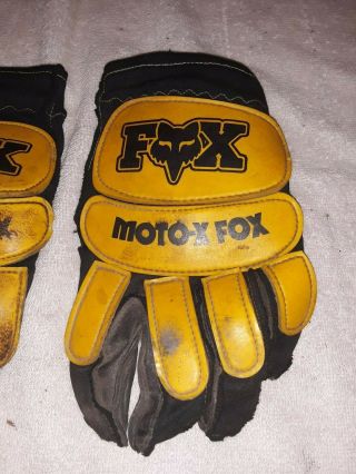 Vintage Moto X Fox Racing Pawtectors Dirtbike Motocross/Bmx Gloves MX Yellow 3