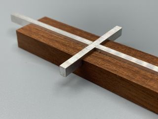Vintage Danish Modern Cross—teak Wood Silver Metal—mid Century Crucifix—lutheran
