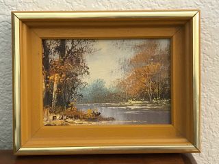 Vintage Fall Landscape Oil On Board Painting By Caldwell