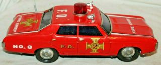 Beauty 1969 Vintage Chevy Caprice Fire Chief Car 12 " Japan Tin Cragstan Bandai ?