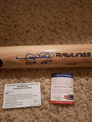 Gary Sheffield Autographed Full Size Rawlings Baseball Bat Psa Dna And Leaf