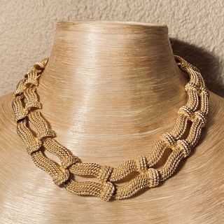 Vtg Couture Regal Gold Necklace Signed Carolee Byzantine Revival Choker Collar