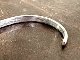 Vintage Navajo Sterling Silver Bear Fetish Hand Tooled 5 1/2” Cuff Bracelet 13g 3