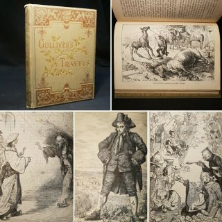 1870 Gullivers Travels Remote Regions World Dean Swift Illustrated