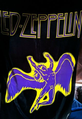 Vintage Led Zeppelin 1993 Fabric Banner Heart Rock Italy Myth Gem Ltd