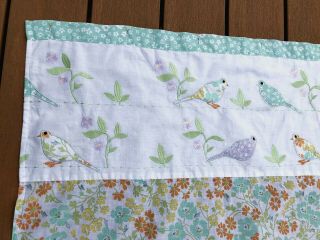 Vintage Laura Ashley Shower Curtain Birds Branches Embroidered Fabric Teal Orang