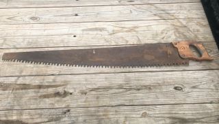 Vtg 1 - 2 Man Saw Logging Farm Tool Lumber Jack Cross Cut Hand Saw 47 In