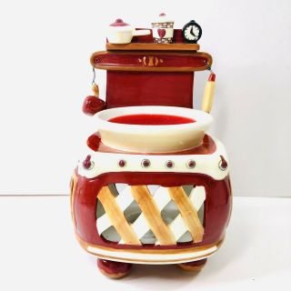 Our America Red Stove Ceramic Tart Warmer With Apple And Rolling Pin Charms