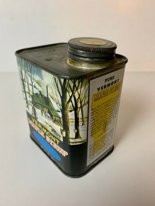 Vintage Pure Vermont Maple Syrup 1 QT.  Metal Tin Marlow ' s Grocery St.  Albans,  VT 2