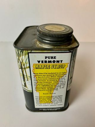 Vintage Pure Vermont Maple Syrup 1 QT.  Metal Tin Marlow ' s Grocery St.  Albans,  VT 3