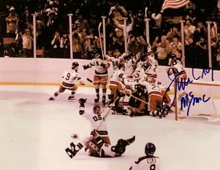 Mike Eruzione Jim Craig Usa 1980 Olympic Miracle On Ice Autographed 8x10 Gold
