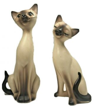 2 Vtg Siamese Cats Arnart Creations Pair Ceramic Japan Mid Century Figurines