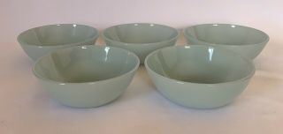 5 Vtg Fire King Oven Ware Turquoise Delphite Blue Sauce Bowls Dishes 4 1/2 "