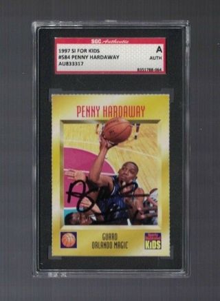 Penny Hardaway Orlando Magic 1997 Si For Kids Signed Card Sgc Authentic