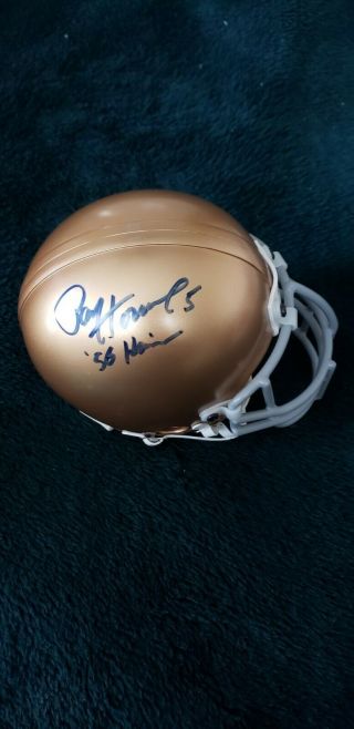 Riddell Authentic Gold Notre Dame Mini Helmet Signed By Heisman Paul Hornung
