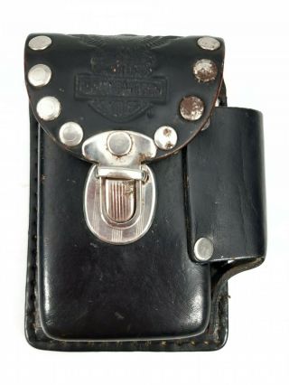 Vintage - Harley Davidson - Black Leather - Cigarette & Lighter Holder