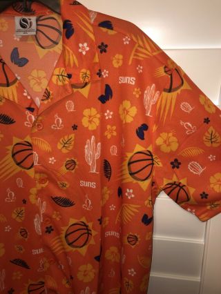 VTG NBA Phoenix Suns Hawaiian Button Up Short Sleeve Shirt Orange Size Mens 2XL 3