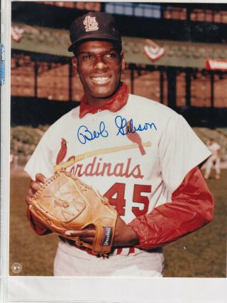 Bob Gibson Signed 8 X 10 Photo With - Hall Of Famer Great Signature