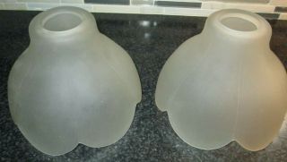 2 Vintage Frosted Glass Tulip Shaped Fixture Shades Globes 1 1/2 In Fit