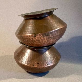 Hold Two Vintage Hand Hammered Copper Pot Urn Planter Arts & Crafts Style