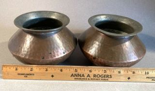 HOLD Two Vintage Hand Hammered Copper Pot Urn Planter Arts & Crafts Style 3