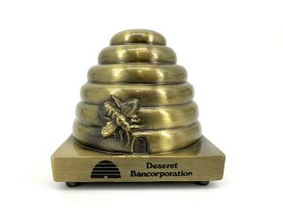 Vintage Metal Still Bank Coin Beehive By Banthrico Deseret Bancorporation