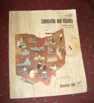 Vintage 1968 Zanesville Ohio Telephone Phone Book,  White And Yellow Pages