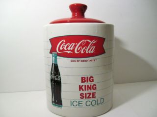 Vtg 90s Coca Cola Big King Size Ice Cold 9.  5 " Ceramic Cookie Jar Coke Decor Gift