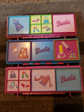 3 Different Barbie Accessory Case Plastic Drawer Locker Style Mattel Tara 1999