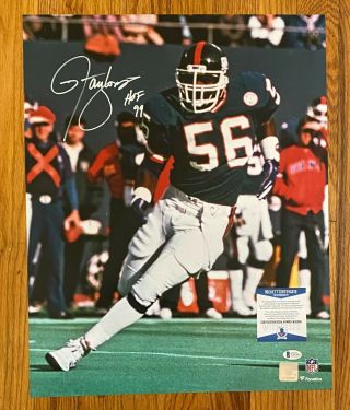 Lawrence Taylor " Hof 1999 " Signed 16x20 Photo Beckett Bas Witnessed Giants
